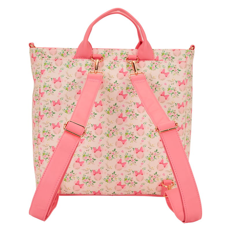 LOUNGEFLY : DISNEY - Minnie Mouse Floral Convertible Backpack & Tote Bag