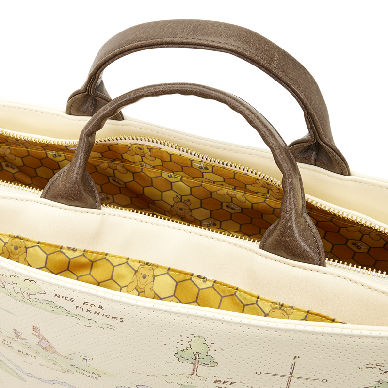 LOUNGEFLY : DISNEY - Winnie The Pooh Hundred Acre Wood Tote Pin Trader Crossbody Bag