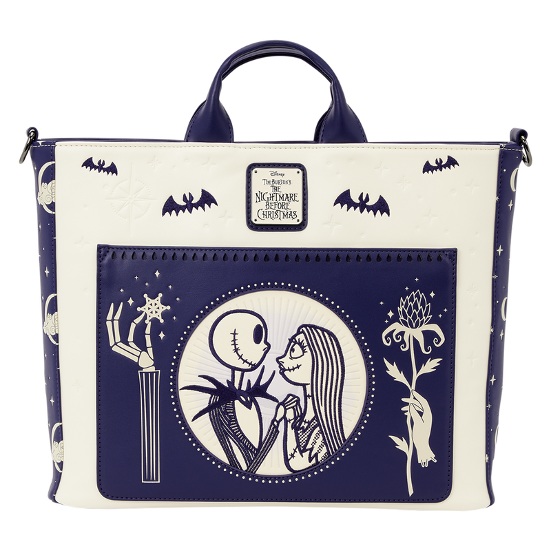 LOUNGEFLY : NIGHTMARE BEFORE CHRISTMAS - Jack Skellington & Sally Night Sky Convertible Backpack & Tote Bag
