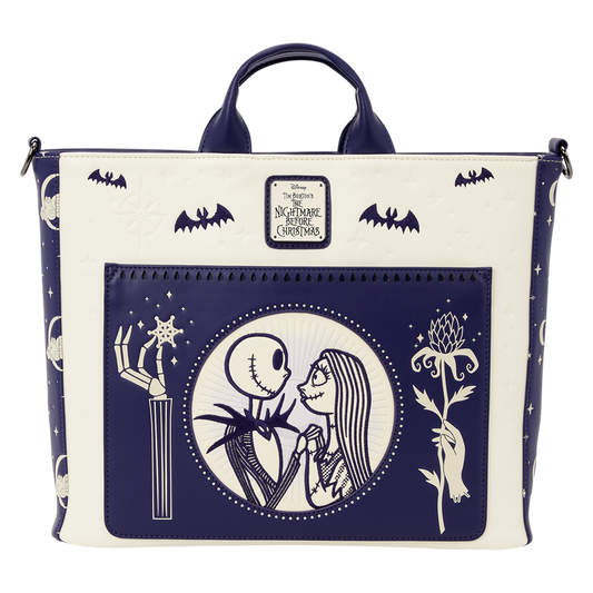 LOUNGEFLY : NIGHTMARE BEFORE CHRISTMAS - Jack Skellington & Sally Night Sky Convertible Backpack & Tote Bag