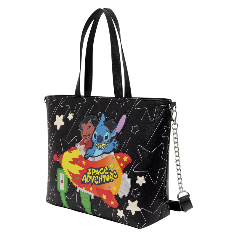 LOUNGEFLY : DISNEY - Lilo and Stitch Adventure Glow Tote Crossbody Bag with Coin Bag