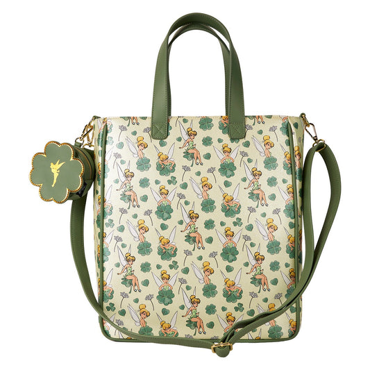 LOUNGEFLY : DISNEY - Tinker Bell Clover AOP Tote Bag with Coin Purse