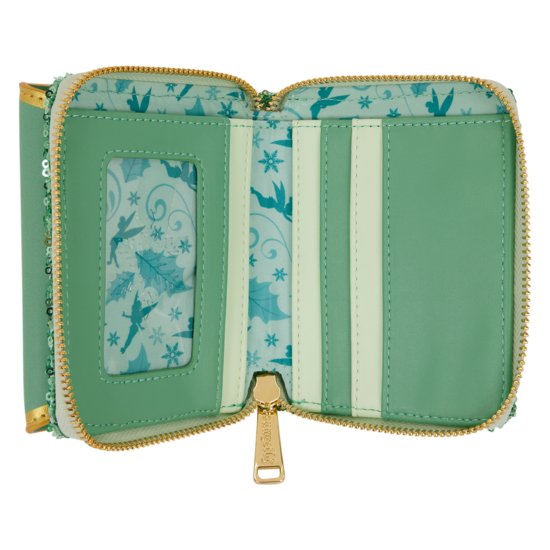LOUNGEFLY : DISNEY - Peter Pan Tinker Bell Holiday Sequin Tri-Fold Purse