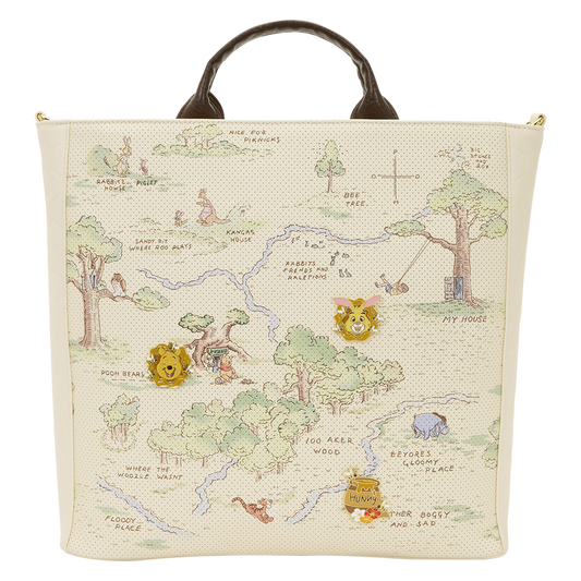 LOUNGEFLY : DISNEY - Winnie The Pooh Hundred Acre Wood Tote Pin Trader Crossbody Bag