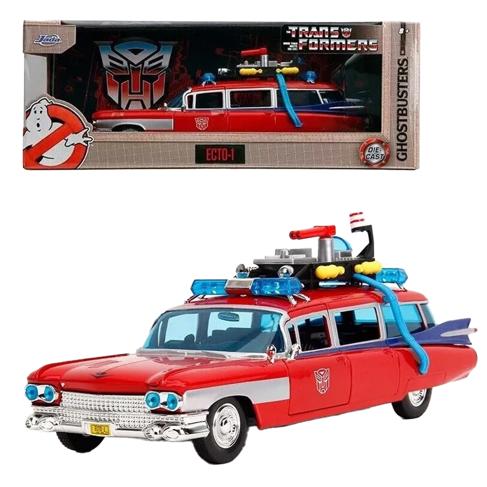 TRANSFORMERS X GHOSTBUSTER - Ecto-1 W/Prime Graphics Jada Diecast 1:32 Car