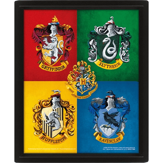 HARRY POTTER - Colourful Crests 3D Lenticular Framed Print