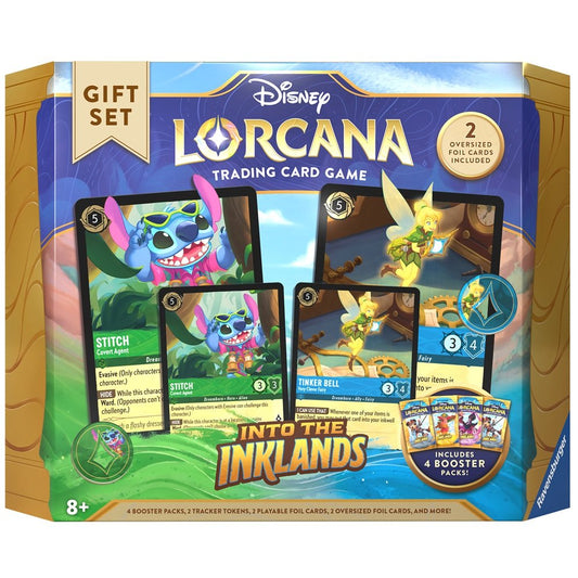 DISNEY LORCANA - Into The Inklands Gift Set box featuring Stitch and Tinkerbell