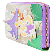 Load image into Gallery viewer, LOUNGEFLY : DISNEY -Tangled Rapunzel Swinging From Tower Zip Purse
