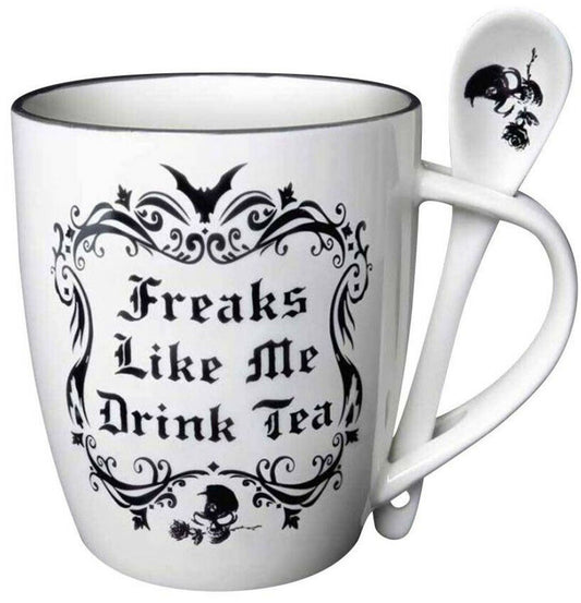ALCHEMY - Freaks Like Me Drink Tea Fine Bone China Mug & Spoon Set