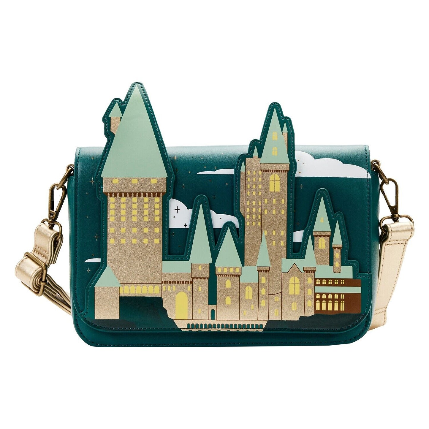 LOUNGEFLY : HARRY POTTER - Golden Hogwarts Cross Body Bag