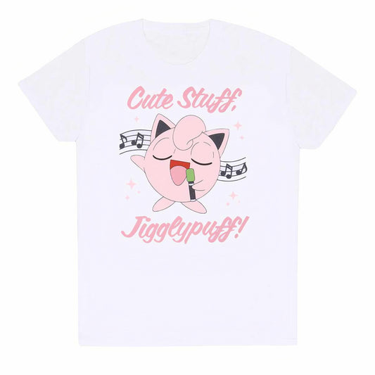 White T-shirt featuring Sing Along Jigglypuff graphic from Pokémon