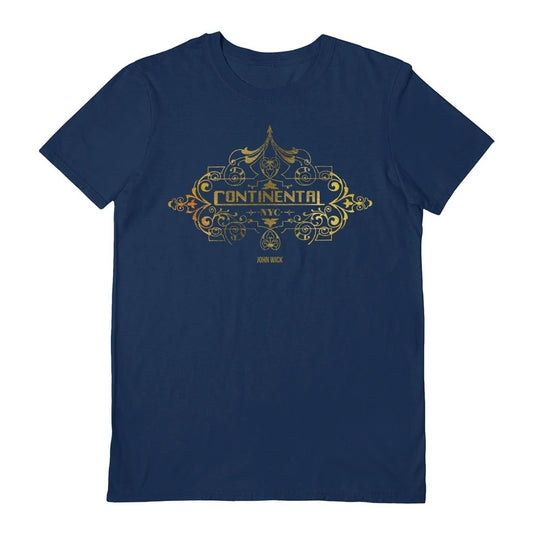JOHN WICK - The Continental Ornate Logo Navy T-Shirt