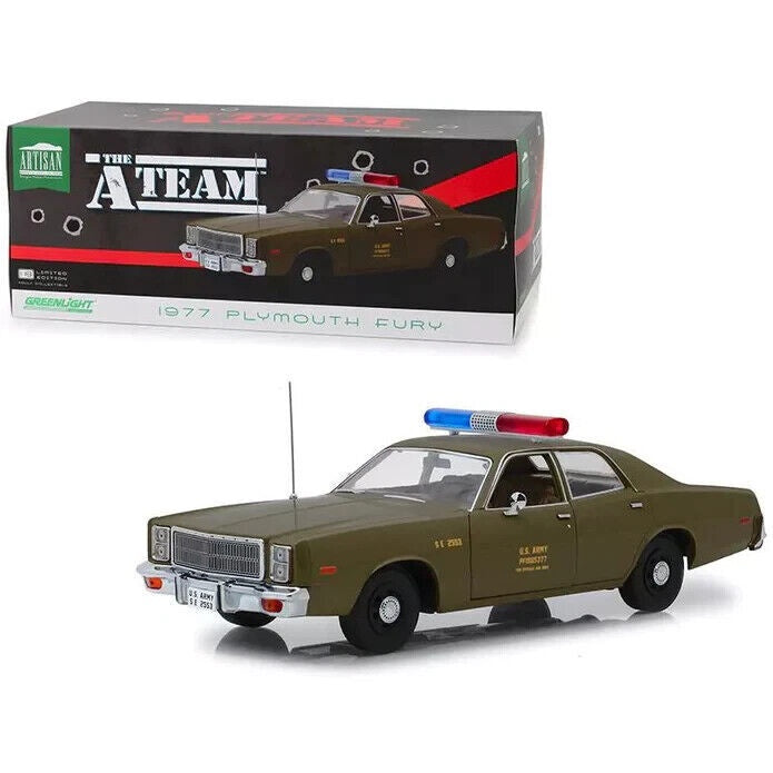 A-TEAM - 1977 Plymouth Fury US Army Police 1:18 Scale Greenlight Collectibles Diecast Car