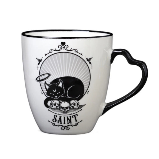 ALCHEMY - Saint/Sinner Cat Fine Bone China Mug With Heart Handle