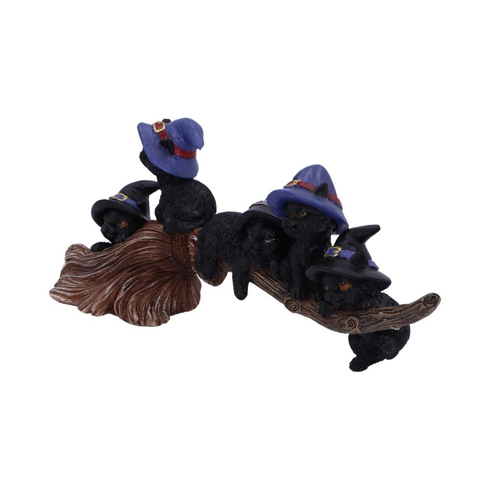 NEMESIS NOW - Purrfect Broomstick Witches Familiar Black Cats & Broomstick Figure