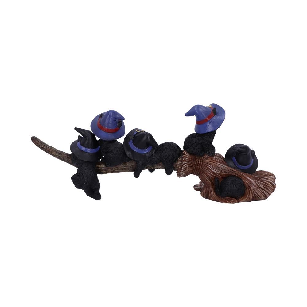 NEMESIS NOW - Purrfect Broomstick Witches Familiar Black Cats & Broomstick Figure