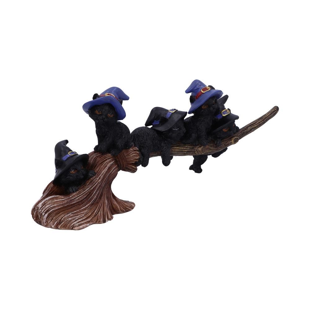 NEMESIS NOW - Purrfect Broomstick Witches Familiar Black Cats & Broomstick Figure