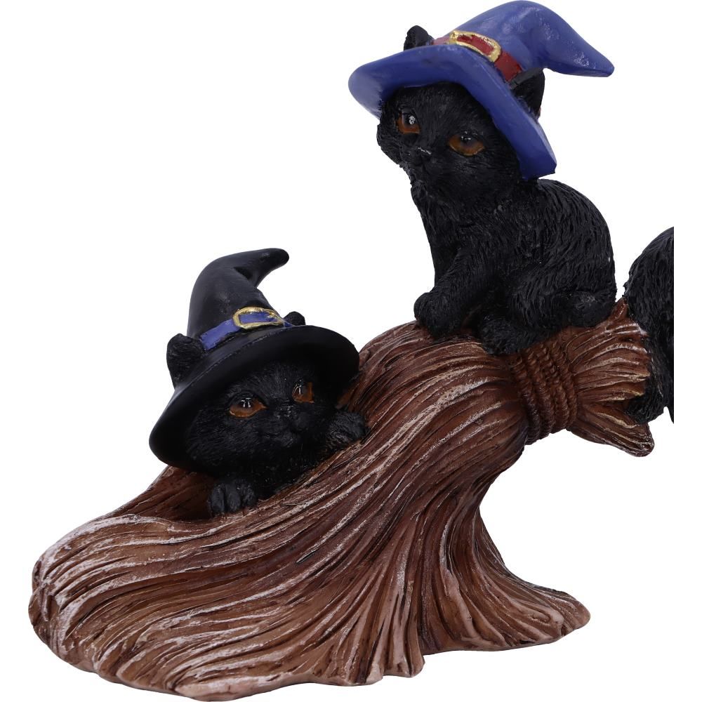 NEMESIS NOW - Purrfect Broomstick Witches Familiar Black Cats & Broomstick Figure