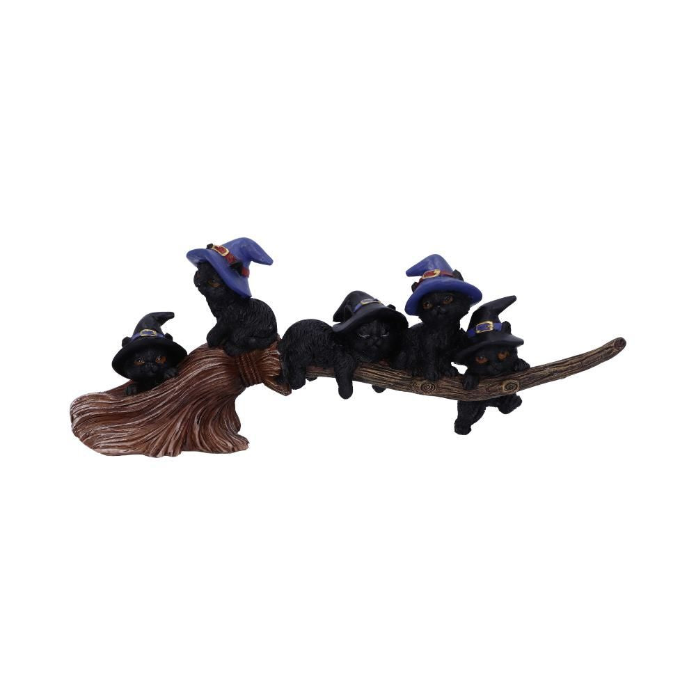 NEMESIS NOW - Purrfect Broomstick Witches Familiar Black Cats & Broomstick Figure