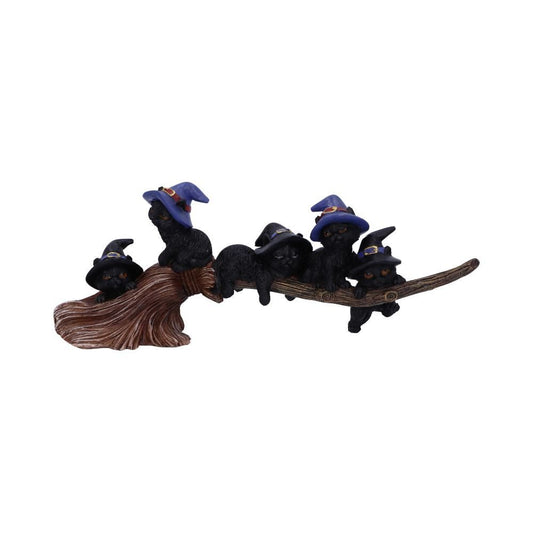 NEMESIS NOW - Purrfect Broomstick Witches Familiar Black Cats & Broomstick Figure
