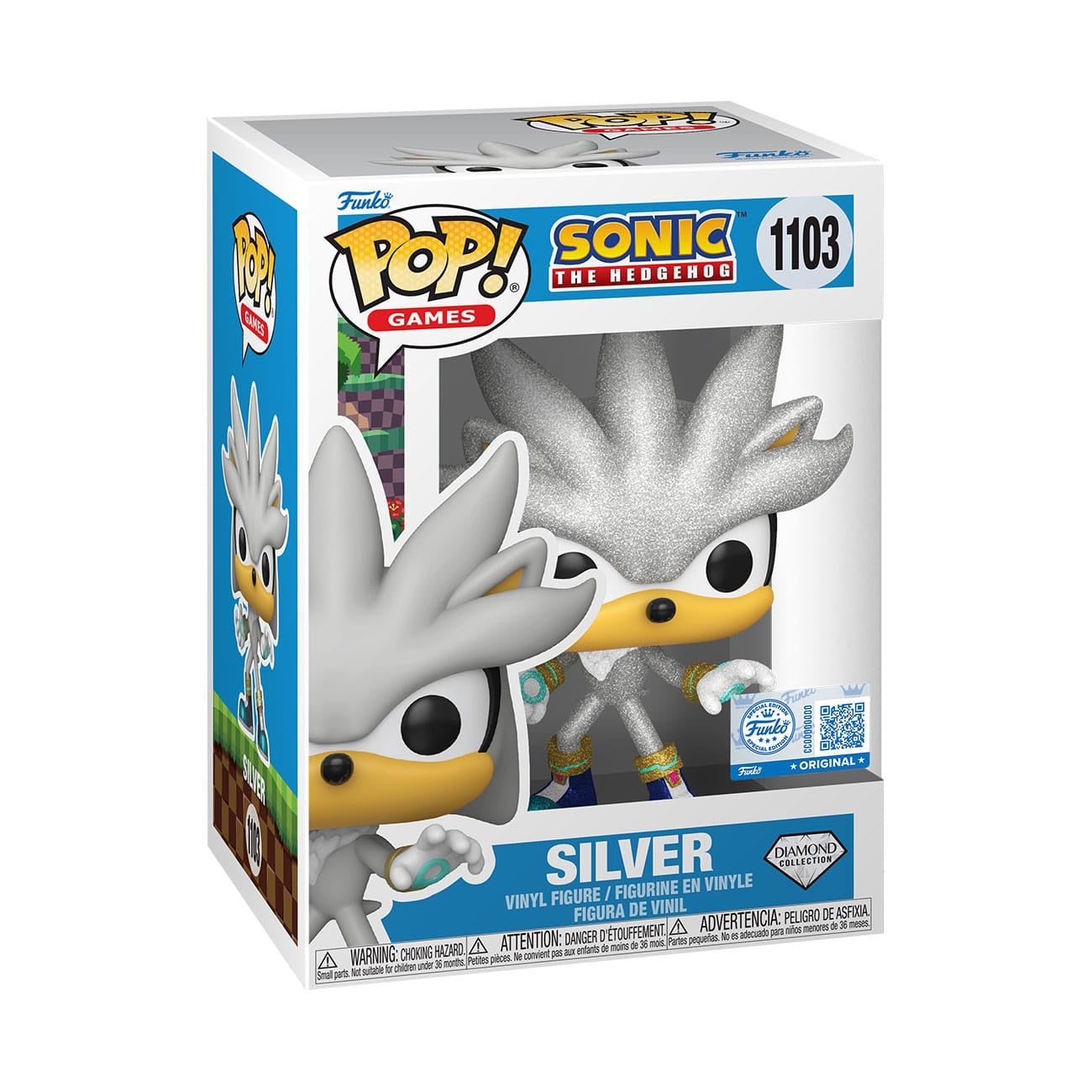 SONIC THE HEDGEHOG - Silver (Diamond Collection) #1103 Funko Pop!