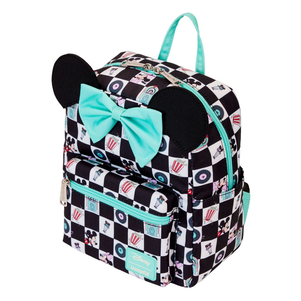LOUNGEFLY : DISNEY - Mickey & Minnie Date Night AOP Nylon Mini Backpack