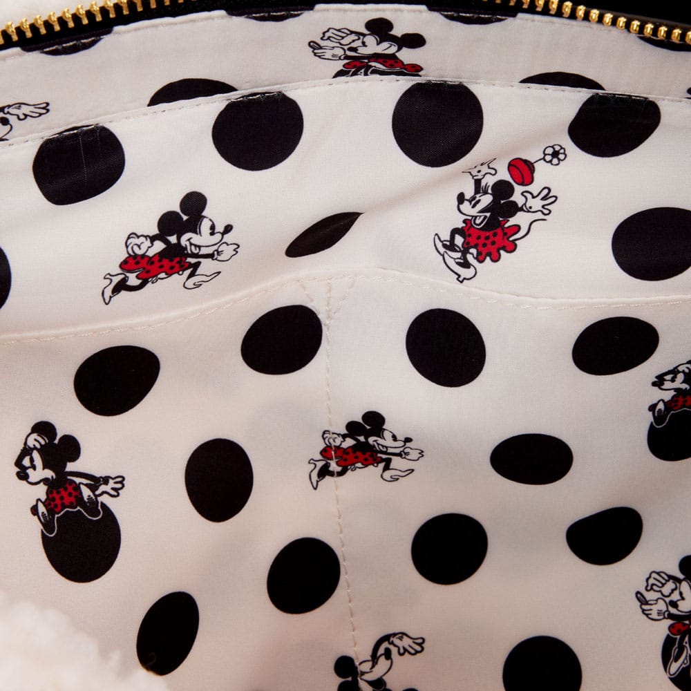 LOUNGEFLY : DISNEY - Minnie Mouse Rocks The Dots Sherpa Tote Bag