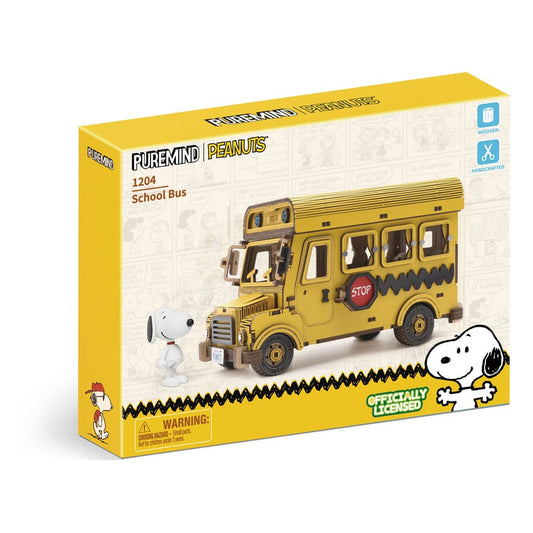 PANTASY : PEANUTS - Puremind Construction School Bus Wooden Building Set