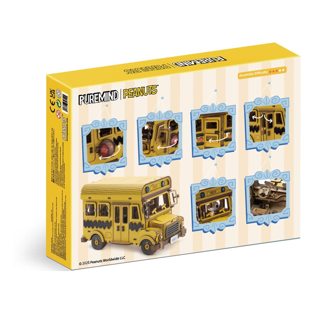 PANTASY : PEANUTS - Puremind Construction School Bus Wooden Building Set