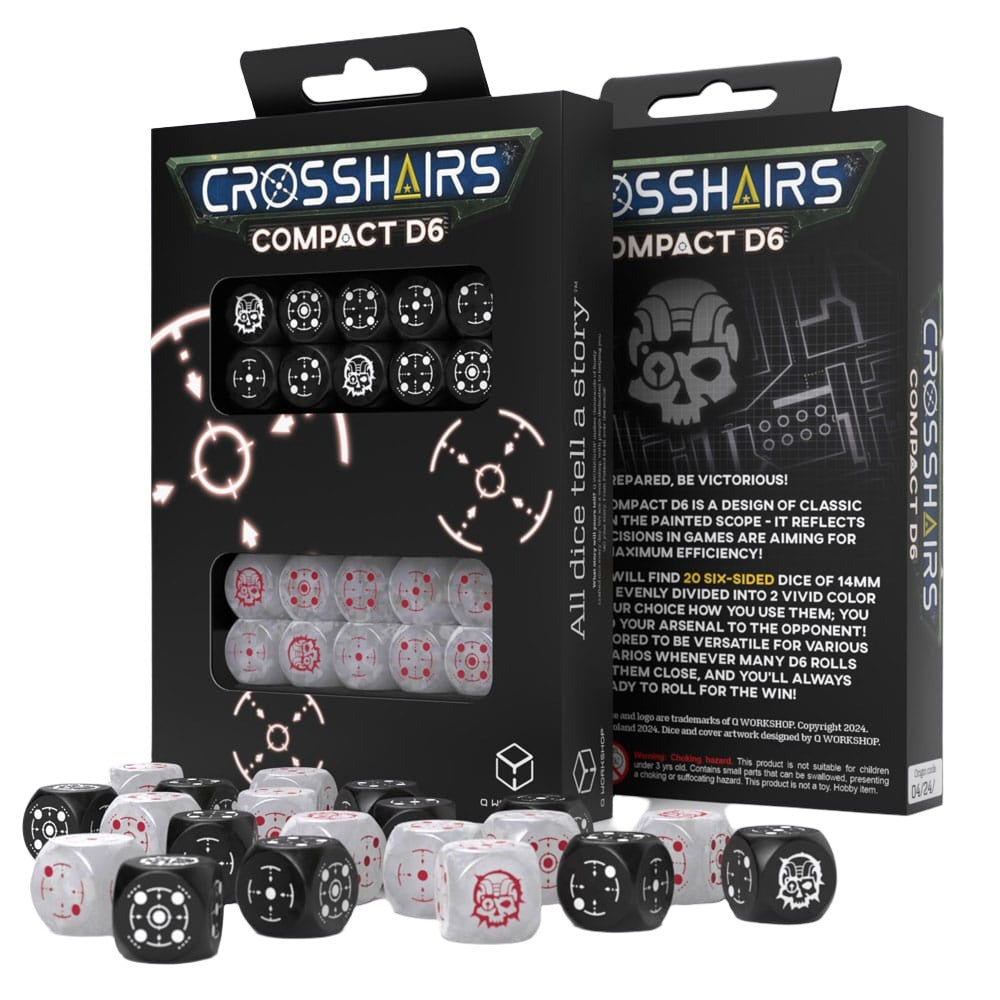 Crosshairs Compact D6 Dice Set Black&Pearl (20)