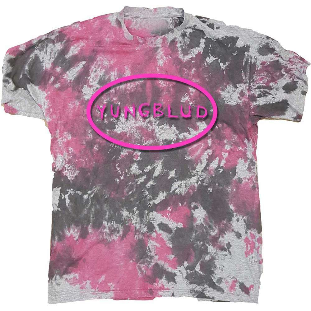 YUNGBLUD - Scratch Logo Oval Grey Wash T-Shirt