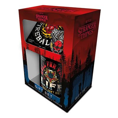 STRANGER THINGS - Hellfire Mug, Coaster & Keychain Gift Set