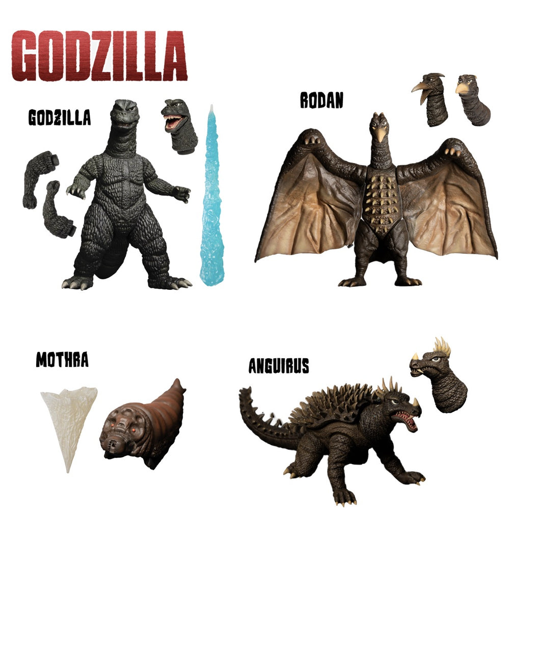 GODZILLA -  King of the Monsters Round 1 Mezco 4 Figure Box Set
