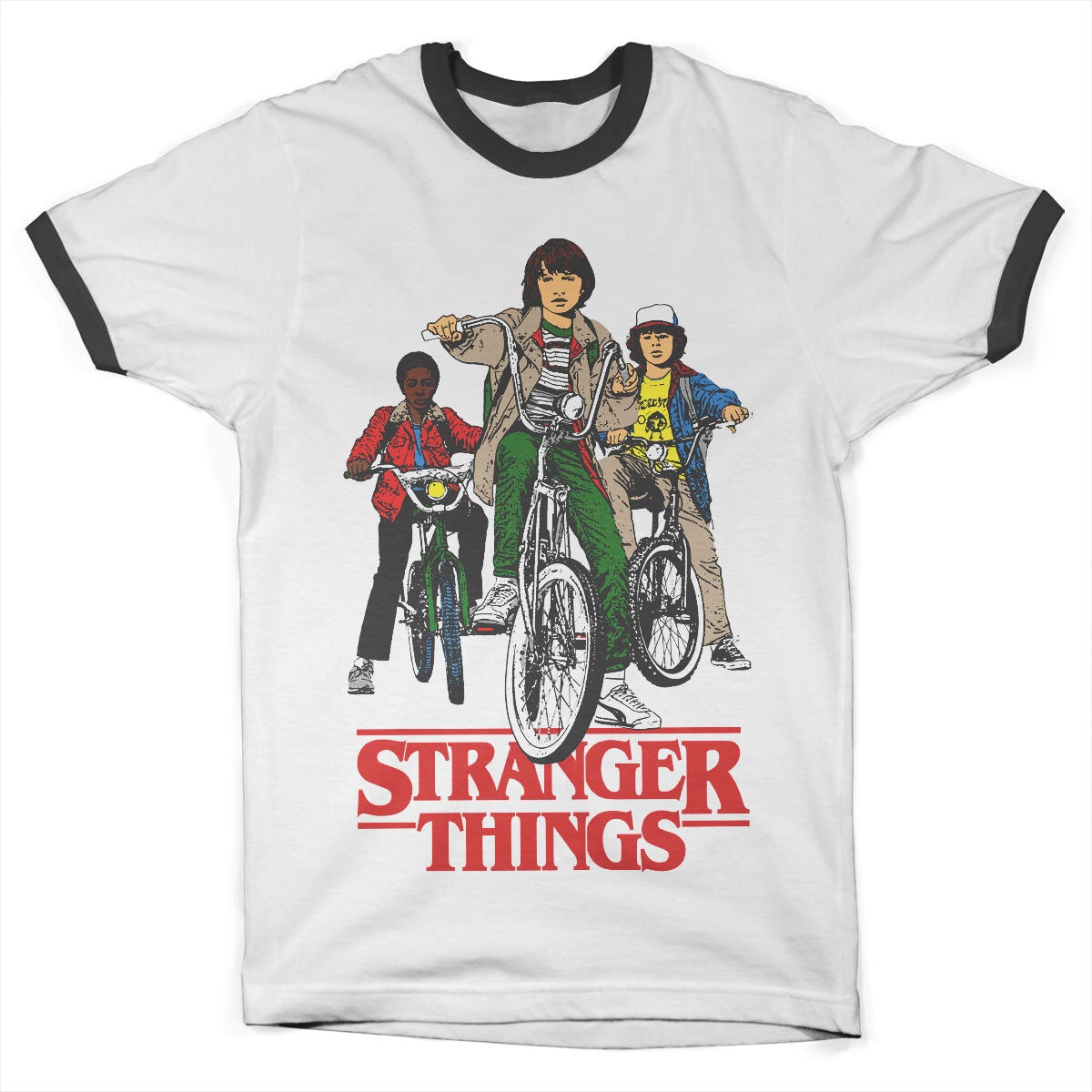 STRANGER THINGS - Bikes White & Black Ringer T-Shirt