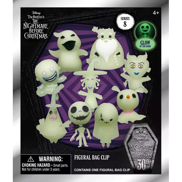 NIGHTMARE BEFORE CHRISTMAS - Series 8 Glow In The Dark Blind Bag Keyring / Bag Clip