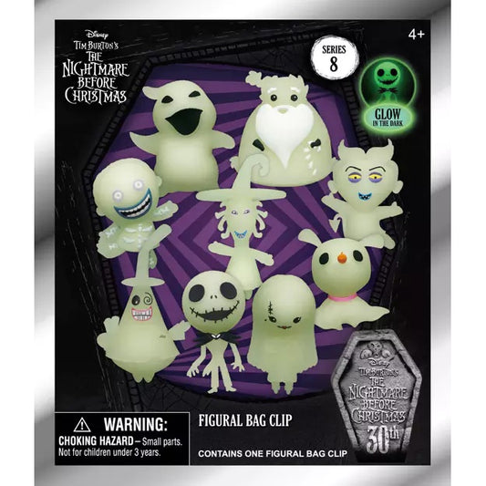 NIGHTMARE BEFORE CHRISTMAS - Series 8 Glow In The Dark Blind Bag Keyring / Bag Clip