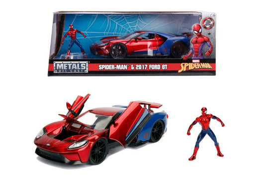 MARVEL  - Spiderman 2017 Ford GT 1:24 Scale Diecast Model & Figure