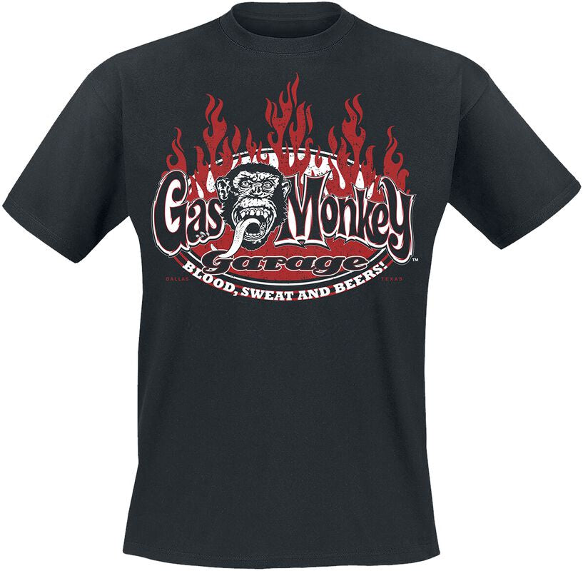 GAS MONKEY GARAGE - Blood & Sweat Red Flames T-Shirt