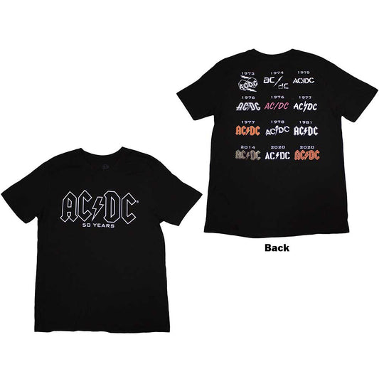 AC/DC - Logo History (Back Print) T-Shirt