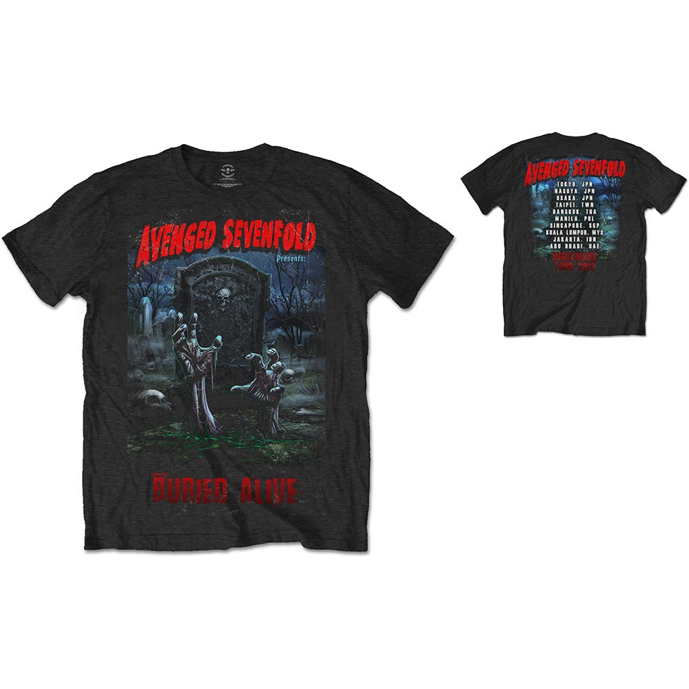Avenged Sevenfold Buried Alive Tour 2012 T-shirt with backprint design