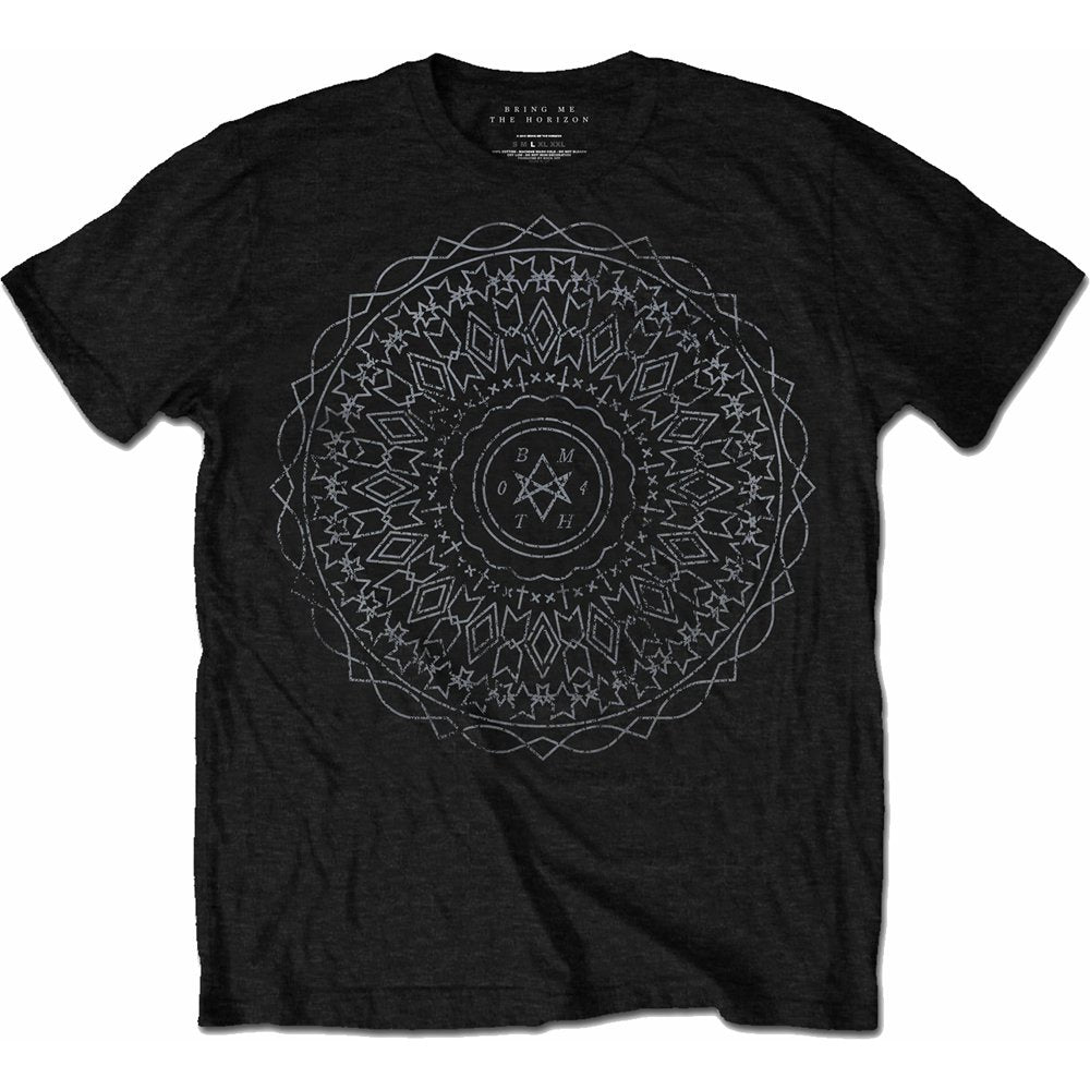 Black 'Bring Me The Horizon' band t-shirt featuring a kaleidoscope graphic on the front