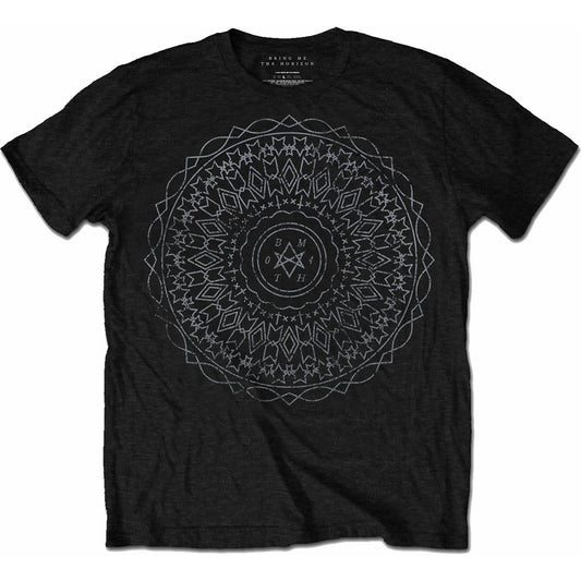 Black 'Bring Me The Horizon' band t-shirt featuring a kaleidoscope graphic on the front