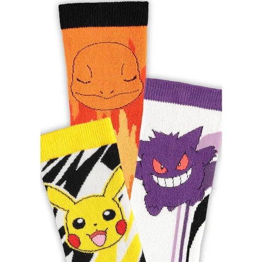 POKEMON - Pikachu/Charmander/Gengar Crew Socks 3-Pack