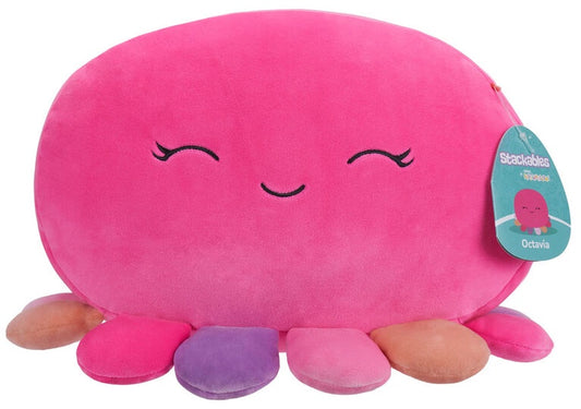 SQUISHMALLOW - Octavia The Hot Pink Octopus With Multi-Coloured Tentacles Stackables 12" Plush
