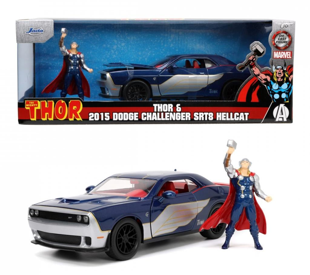 MARVEL : THOR - Thor & 2015 Dodge Challenger SRT8 Hellcat 1:24 Diecast Car & Figure