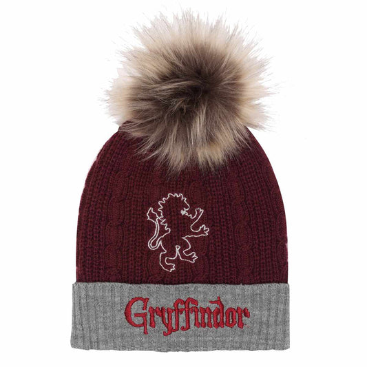 HARRY POTTER - Gryffindor House Fur Pom-Pom Beanie