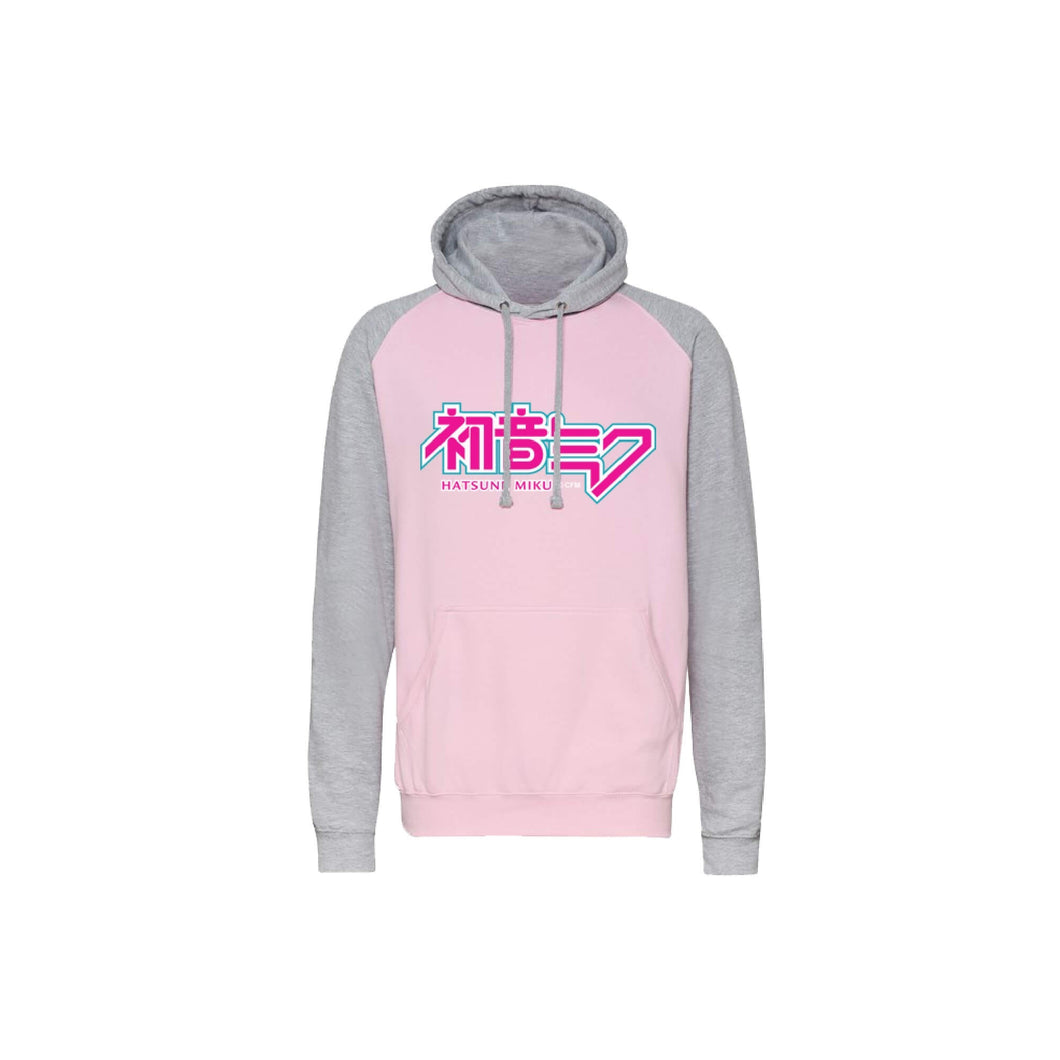 HATSUNE MIKU - Classic Logo Pink & Grey Pullover Hoodie