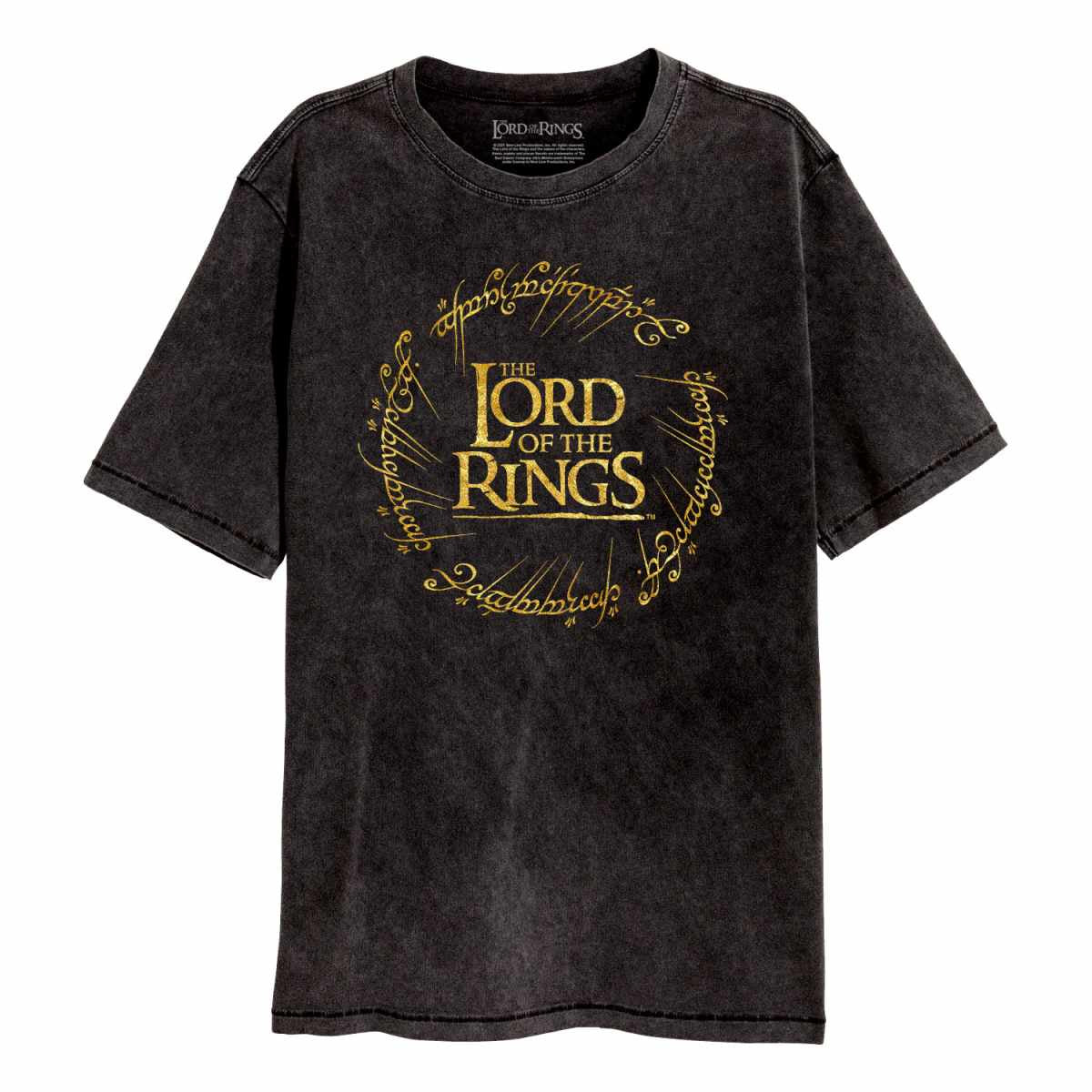 LORD OF THE RINGS - Gold Foil Logo Acid Wash T-Shirt