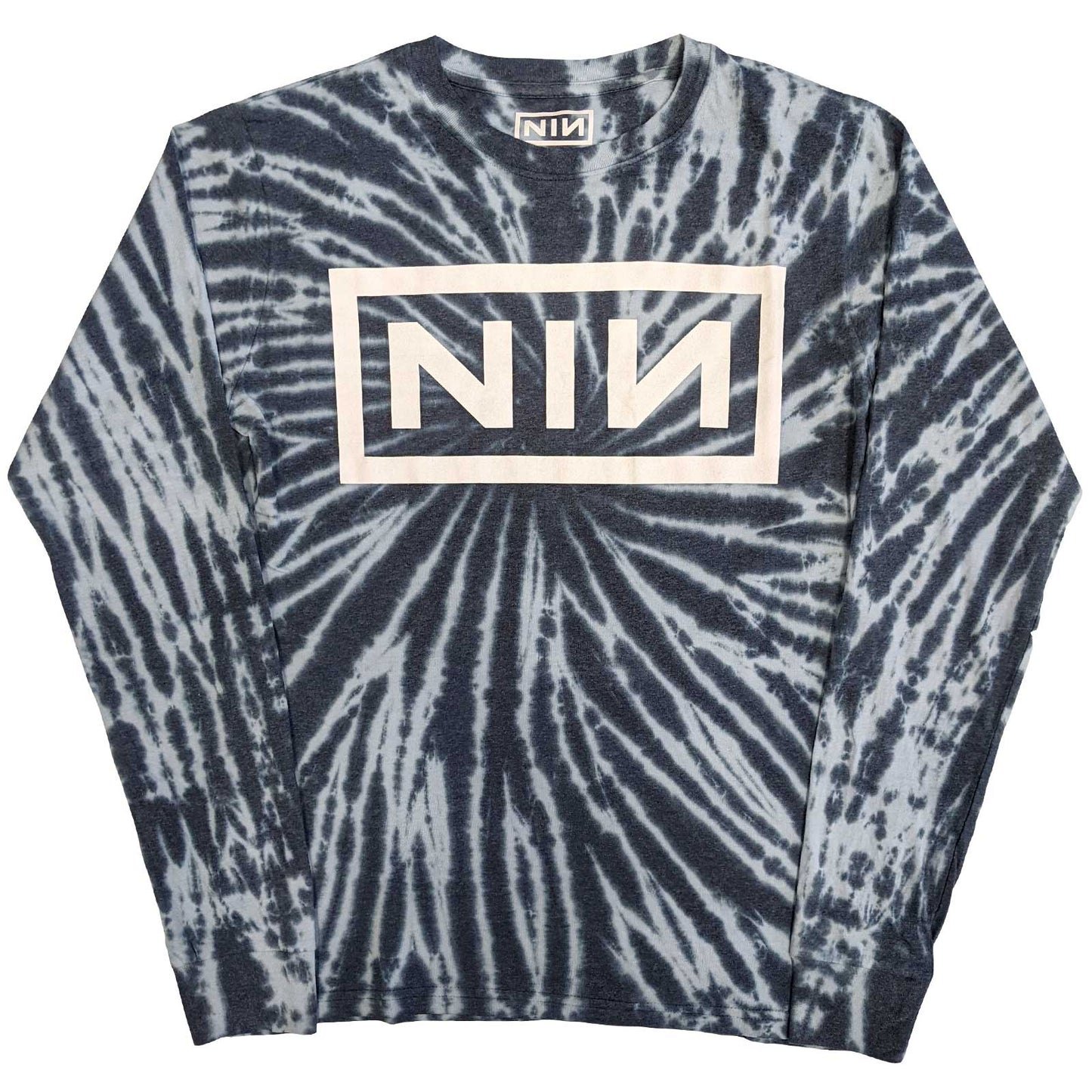 NINE INCH NAILS - Logo Blue Dip-Dye Long Sleeve T-Shirt