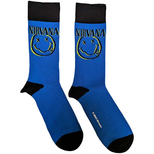 NIRVANA - Inverse Smiley Blue Socks (7-11)